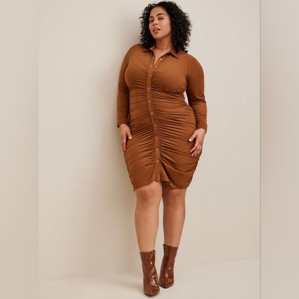 Mini Faux Suede Shirtdress (Dress Box)